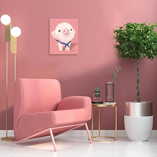 Woxfcart Pig Poster Canvas Wall Art Pink Piggy Picture For Girls Room Bathroom Decor 12X15 thumb #4
