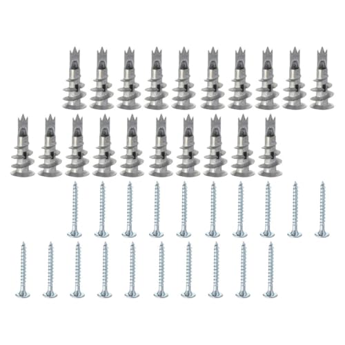 OATIPHO 50 Piezas Fijaciones Autoperforantes de Aleación de Zinc 13x32 y Tornillos 4.5x35 Plateados para Bricolaje y Reparación de Paredes, Anclajes Duraderos para Placas de Yeso