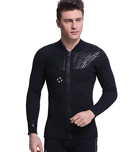 ウェットスーツ タッパー ジャケット メンズ 3mm ダイビング フロントファスナー Sサイズ ブラック