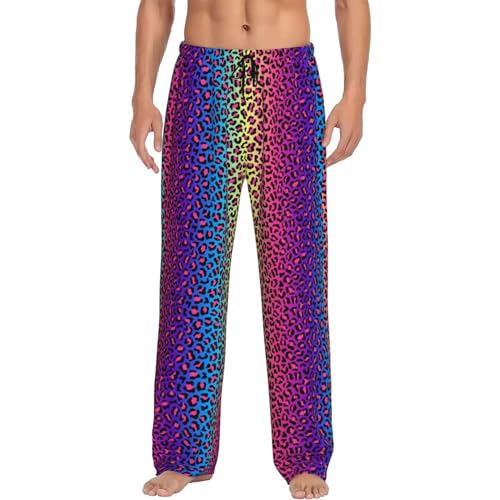 Novastar Mens Pajama Pants Bottoms with Pockets- Leopard Neon Rainbow Gradient Soft Men Pj Pants, Comfy Men Lounge Pants4