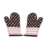 【Diseño】 - Juego de agarraderas Guantes con cinturilla extra larga, cada guante tiene un práctico asa para colgar Estos guantes para horno son resistentes al calor. Para un manejo seguro con ollas calientes, sartenes y cacerolas, para cocinar, hornear, asar a la parilla.