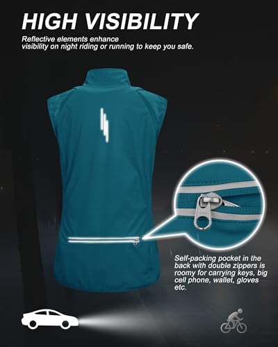 33,000ft Fahrradjacke Damen Wasserdicht Atmungsaktiv Sommer UV-Schutz Leicht Fahrradweste mit Abnehmbaren Ärmeln Fahrrad Reflektierend Regenjacke Frauen Hellblau L