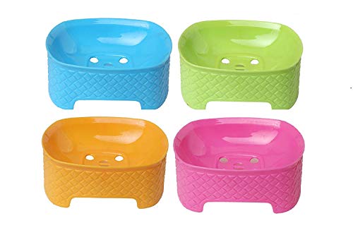 Image of Plastic Soap Dish Set of 4 pcs (Multicolour -Colour May Vary, Standard)