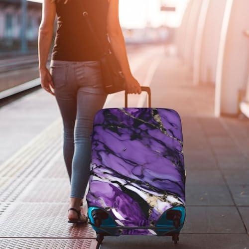 Housse de valise marbre violet grand format en polyester souple lavable - 7