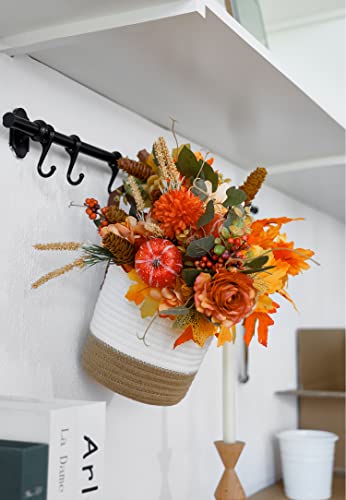 Anna's Whimsy 4 Pack Artificial Flowers With Hanging Basket, Artificial Silk Flower Bouquets With Vase Fall Decors Wall Decor Autumn Decor Table Decor Home Decorations #TOP2
