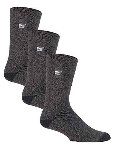 HEAT HOLDERS Lite - 3 Pair Multipack Mens Insulated Thermal Socks for Winter | Thin & Warm Socks for Dress Socks (6-11, Charcoal)