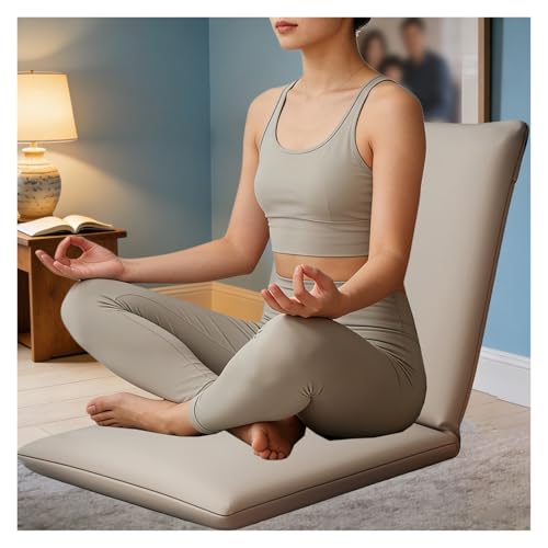 ERRULAN Chaise de Sol avec Soutien Dorsal Fauteuil de Sol avec Dossier réglable, Ergonomique Confortable Coussin de méditation/siège/Coussin de Sol, Pliable Fauteuil inclinable Tatami(Green)