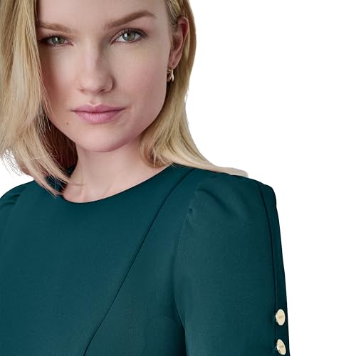 Image of DKNY Women's Short Tulip Sleeve Sheath Dress with Button Detail
