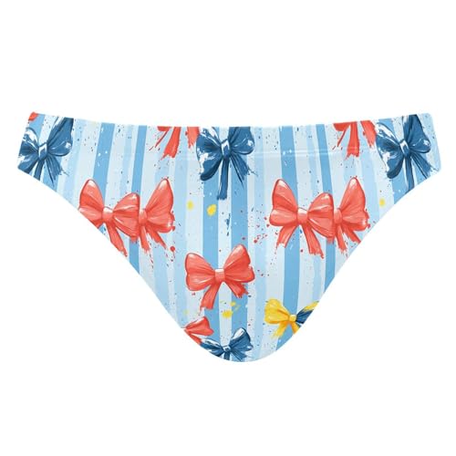 Mens Swim Briefs Colorful Bows Swimwear Bikini Swimsuit XL B0404905