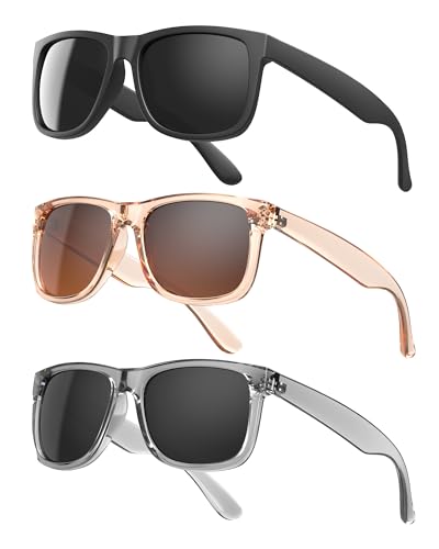 KALIYADI Sunglasses Men Polarized Sun glasses for Mens Womens Classic Matte Black Frame UV400 Protection 3pack
