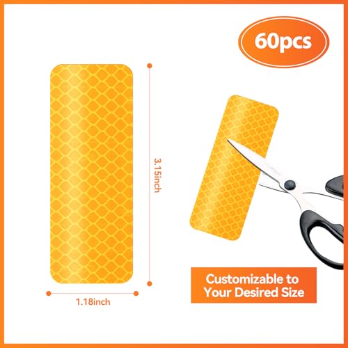 Image of 60Pcs Reflective Stickers, Warning Safety Reflective Sticker, Bike Stickers, Mailbox Reflectors, Reflective Stickers for Clothing, Reflective Helmet Stickers