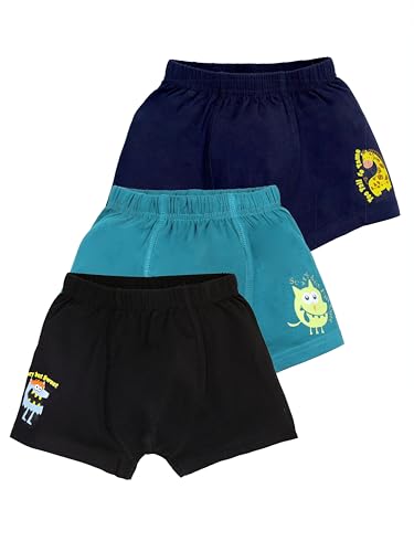 Image of KiddoPanti Boys Boxer Shorts Pack of 3 | Soft Cotton-Lycra Blend | Comfortable Fit with Bio Wash for All-Day Comfort | Kids Briefs