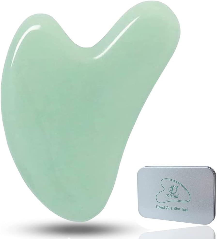 Ditind Gua Sha, Guasha Tool for Face, Natural Jade Stone Gua sha Tool for Face and Body SPA, Gua Sha Scraping Massage Tool for Toxins Prevents Wrinkles and Acupuncture Therapy