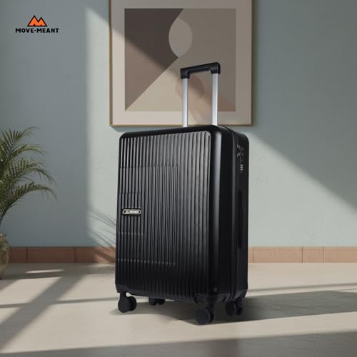 Image of Move-Meant Travel Pro Small & Medium 55 & 66Cm Suitcase 8 Wheels Number Lock Poly Carbonate Black Trolley Bag for Men & Women | 360 Degree Wheeling Luggage | Trolley Bags for Travel