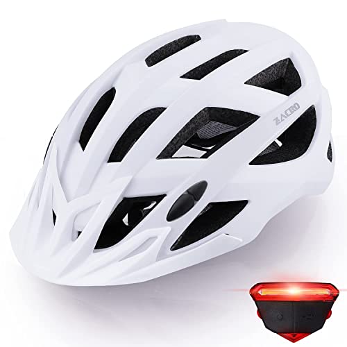 Zacro Adult Bike Helmet With Light - Adjustable Bike Helmets For Men Women Youth With Replacement Pads &Detachable Visor, Lightweight Cycling Helmet For Commuter Urban Scooter Mtb Mountain &Road Biker #TOP4