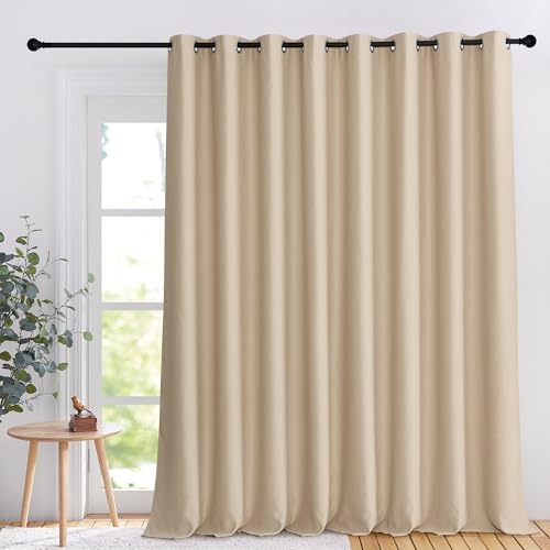 NICETOWN Thick Blackout Curtain and Drape - (120 x 108, Biscotti Beige, 1 Panel) Thermal Insulated Grommet Top Window Drapery for Bedroom, Block Out Light Curtain Panel