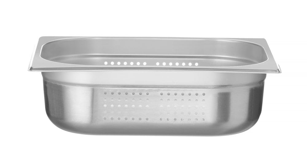 HENDI Recipiente Gastronorm GN 1/2 perforado, Kitchen Line, resistencia térmica -40 °C a 250 °C, apto para horno y baño maría, 6,5L, 325x265x(H) 100mm, acero inoxidable