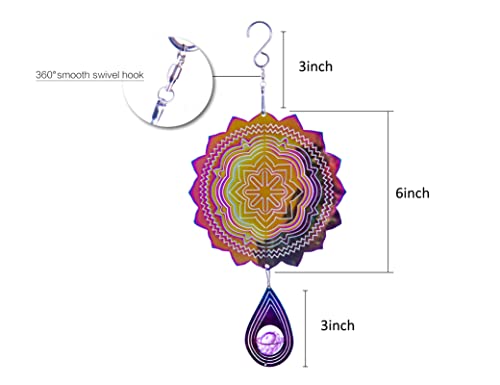 Eascheer Mandala Wind Spinner Hanging For Patio, 6Inch Wind Spinners For Yard And Garden,Balcony Décor W/Crystal(Mandala) #TOP1