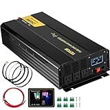VEVOR 2500W Pure Sine Wave Inverter, 12V DC to 120V AC Car Inverter, 3 AC Outlets,...