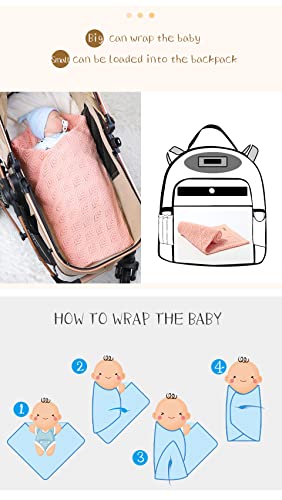 Wugugu Newborn Baby Boy Nursery Pram Swaddling Blanket Infant Girl Security Crocheted Crib Embroidery Blanket Toddle Breathable Cellular Stroller Blanket Bright Brown L39.37In;W31.5In #TOP3