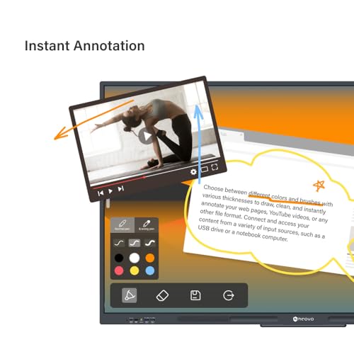 Image of AG Neovo 65 Inch 4K Smart Board - Google EDLA-Certified Interactive Whiteboard, Android 13, 40-Point Touch, Wireless Casting - Digital Whiteboard for Classrooms & Hybrid Offices (Board Only)
