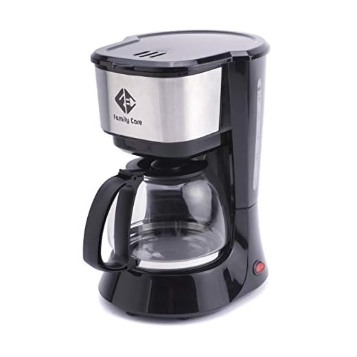 Family Care Cafetera de Goteo, Cafetera Goteo 10 tazas, 800W, jarra 1.25 litros, Cafetera de Filtro Permanente y Reutilizable, color Negro