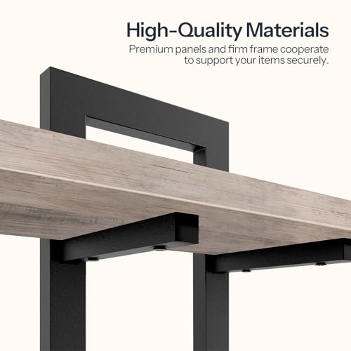 Image of HOOBRO Floating Shelves, 15 Inch Wall Shelf Set of 4, Wall Mounted Storage Shelves 2-Tier, Hanging Bathroom Shelves, for Living Room, Bedroom, Bathroom, Kitchen, Greige and Black BG32BJP401