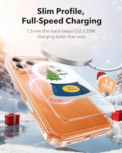 Image of ESR for iPhone 17 Pro Case, Camera Control Cover, Compatible with MagSafe, Shockproof Military-Grade Protection, Magnetic Phone Case for iPhone 17 Pro, Classic Hybrid Case, Christmas Globe