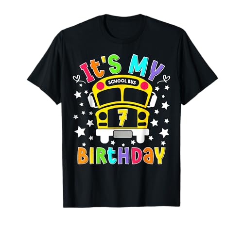 Funny School 7th Birthday Party School Bus Uffor Teacher Camiseta