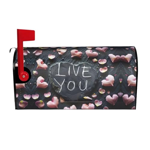 Fundas para buzón de correo con texto en inglés I Love You Words With Hearts, decoración al aire libre, fácil de instalar con tiras magnéticas suaves