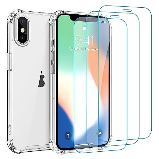 Whioltl Hülle für iPhone X und XS mit 3 Stück Schutzfolie, 4 in 1 Durchsichtige Kratzfest Stoßfest Handyhülle, Rundumschutz Nicht Vergilbend Schutzhülle, Transparent Weiches Case Cover