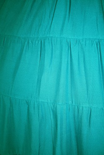Beautybatik Turquoise Women Boho Gypsy Long Maxi Tiered Peasant Skirt 2X #TOP1