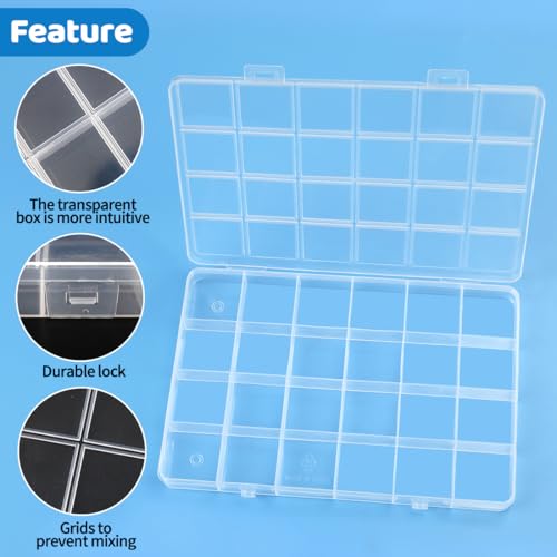 Image of Eppingwin 24 Grids Bead Organizer, Craft Organizers and Storage, Acrylic Organizers, Plastic Bead Organizer Box for Crafts Organizing Storing(2 pack)