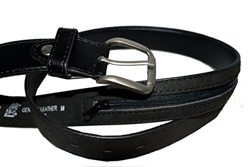 CloseoutZone Leather Money Belt (Black) 38 - Zippered Inside Pocket for Hiding Cash2