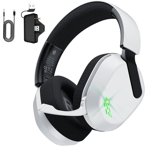 Image of Gvyugke Wireless Gaming Headset for Xbox Series X /S, Xbox One, PS5, PC, Bluetooth 6.0 Gaming Headphones with Flip-to-Mute Noise-Canceling Mic, 70-Hour Playtime, Foldable, 3D Surround Sound - White