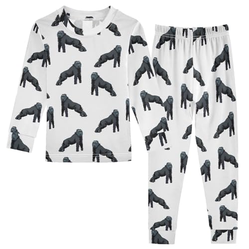 Pajama Sets Long Sleeve Top and Pants, Soft Cotton Sleepwear 2 Piece Pjs Set for Home Casual Size 18M-8Y