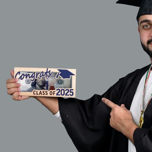 Graduation Money Holder Graduation Gift Wooden Graduation Card Box Cash Holder Envelope Class of 2025 Senior Money Gift for Graduates (2025 Blue)2