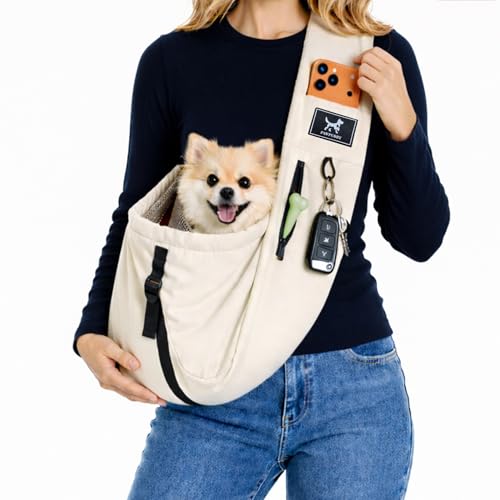 PAWPUBBY Pet Sling Carrier for Small Dogs and Cats 5-20lbs, Dog Sling with…