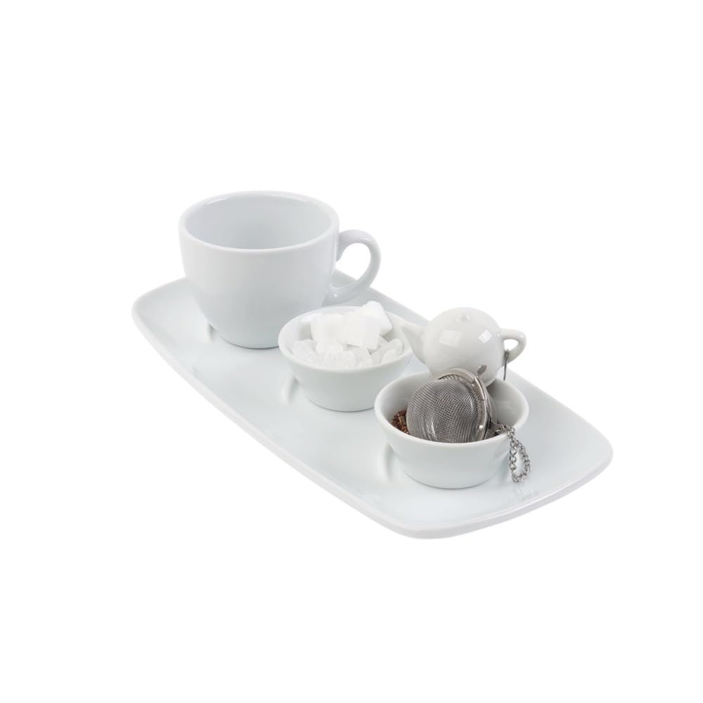 Lot de 5 tasses à thé élégantes en porcelaine blanche de qualité supérieure Palerme