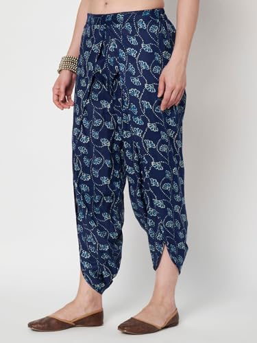 Image of 9rasa Women's Cotton Solid Harem Dhoti Pants for Casual FusionWear Workwear