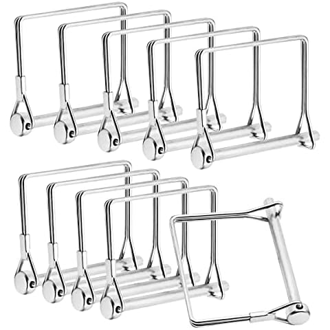 Famgee 10 Pcs Shaft Locking Pin Coupler Wire Lock Pin Hitch Pin for Farm Trailers Wagons Lawn Garden Hitches 1/4 Inch Diameter (Silver) (Square) Cover