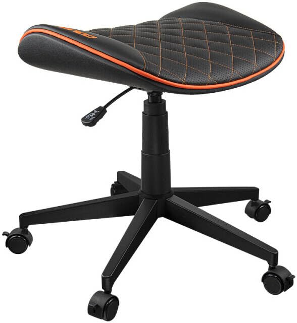 COUGAR Crosser Taburete Multiusos para Videojuegos, Asiento Festoneado, tapizado de Piel sintética de PVC, Altura Ajustable, Base con 5 Ruedas, soporta hasta 120 kg, Color Negro y Naranja