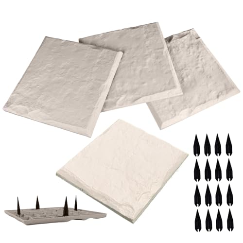 Pelones estados con piedras, pasos con estacas de tierra, 4 piezas de 15 piezas de jardín de resina cuadradas, piedras decorativas para caminar, césped, patio, hogar, pasos de plástico con piedras de