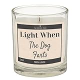 Light When the Dog Farts Fresh Linen Scented Candle 30cl - Includes Gift Box - Funny Gift Ideas - Christmas - Birthdays - for Mum, for Dad - for Men & Women, Friends, Soy Blend