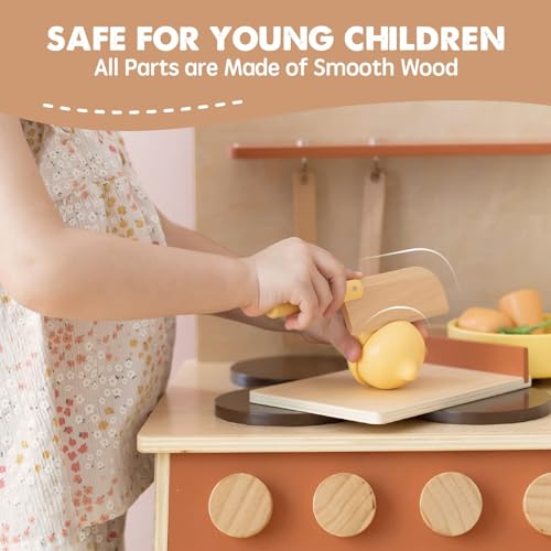 Tiny Land TLTGPK003-US Play Kitchen Set, Toddler Kitchen With Cutting Food Set, Wooden Kitchen Sets thumb #5