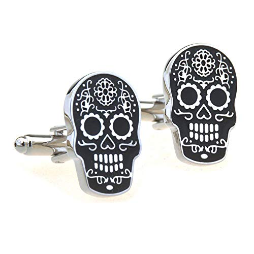 Day of The Dead Skull Black Cufflinks Shirt Cuff Links