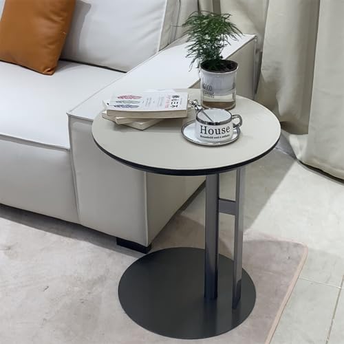 Table d'appoint en cuir en C : petite table basse ronde et bout de canapé moderne