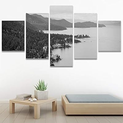 SIGNWIN 5 Panel Canvas Wall Art Dramatic Forest...