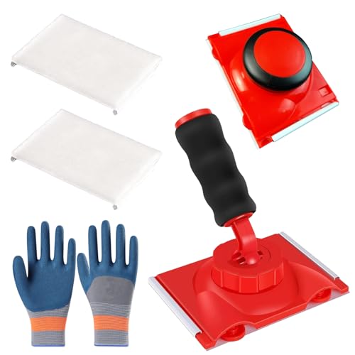 2 Pièces Pinceau Angle Mur Set, Poignée Manuelle et Universelle, avec Éponge et Gants de Rechange, en PU/PP, Travail Efficace, pour les Murs D'angle et les Plafonds