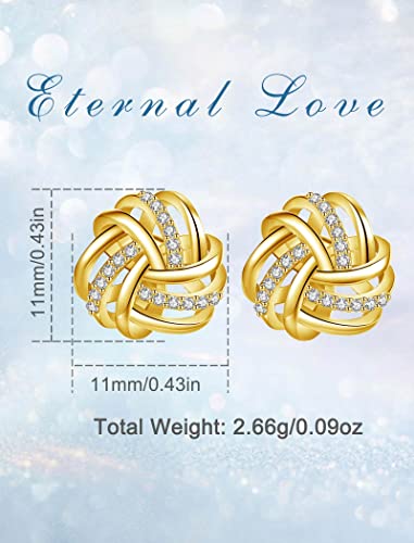 Infuseu Gold Knot Earrings Stud For Women Sterling Silver Promise Love Jewelry Soulmate Gifts For Her Wife Girlfriend Bride Bridesmaid Wedding Romantic Love #TOP5
